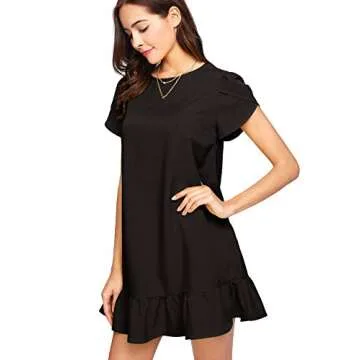 Stylish Verdusa Women's Ruffle Hem Black Dress for Events