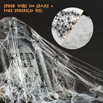 1000 sqft Spider Webs Decorations,Spider Webs Indoor & Outdoor Party Spider Web with 30 Extra Fake Spiders,Stretchy Simulation Fake Spider webs for Outdoor Cobwebs Halloween Party Decorations