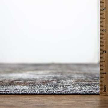 Bloom Rugs Washable Non-Slip 4' x 6' Rug - Gray/Red/Brown Modern Abstract Area Rug for Living Room, Bedroom, Dining Room, and Kitchen - Exact Size: 4' x 6'