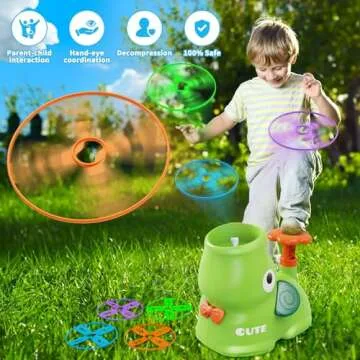 Elephant Flying Disc Launcher Toy for Kids Ages 3-10, Outdoor Fun