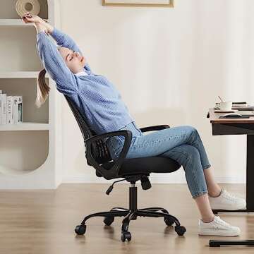 Smug Office Computer Desk Chair, Ergonomic Mid-Back Mesh Rolling Work Swivel Task Chairs with Wheels...