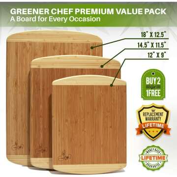 Bamboo Cutting Board Set - Eco-Friendly & Durable