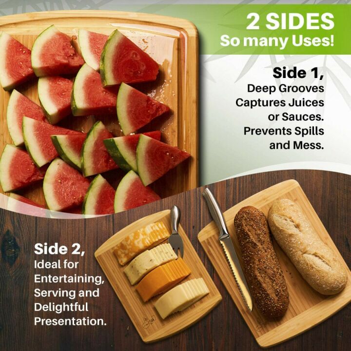 Bamboo Cutting Board Set - Eco-Friendly & Durable