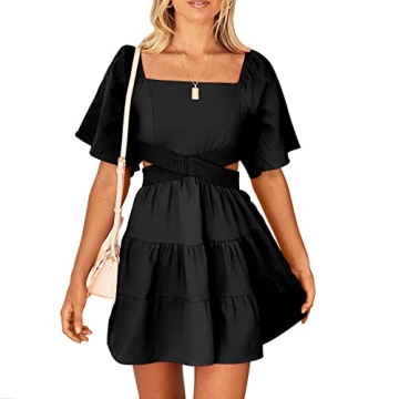 Shy Velvet Women's Summer Dress Square Neck Short Sleeves