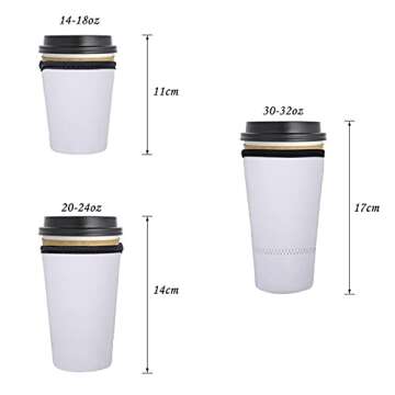 3 Pack Sublimation Blanks Reusable Iced Coffee Sleeve Cozy Drink Sleeve Neoprene Insulator Cup Sleev...