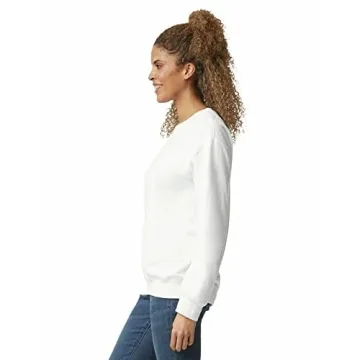 Gildan Crewneck Sweatshirt - Large White Fleece
