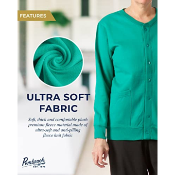 Pembrook Fleece Cardigans for Women with Pockets & Embroidery