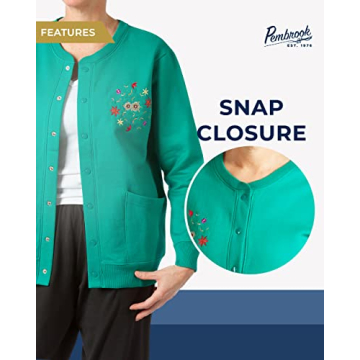 Pembrook Fleece Cardigans for Women with Pockets & Embroidery