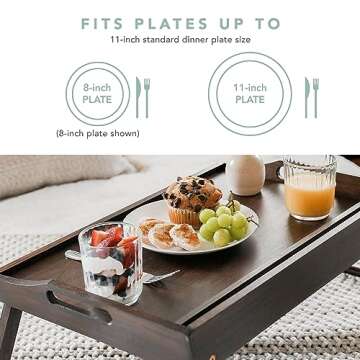 ROSSIE HOME Large Bamboo Wood Bed Tray - Versatile for Dining, Work, and More