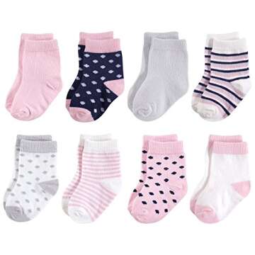 Touched by Nature baby boys Organic Cotton Casual Socks, Navy Lt. Pink, 0-6 Months US