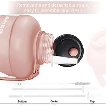 PASER Half Gallon/64oz Motivational Time Marker Water Bottle with Straw Wide Mouth Leakproof BPA Free Sports Motivational Water Jug with Measurements to Ensure You Drink Enough Water