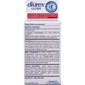 Diurex Ultra Re-Energizing Water Pills - Relieve Water Bloat - Feel Better & Less Heavy - 80 Count
