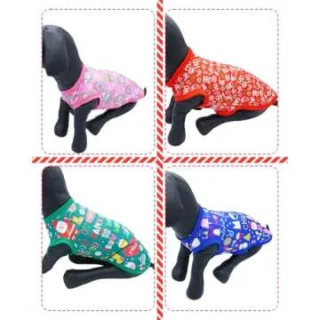PET SHOW 4 Pack Christmas Dog Shirts for Small Medium Dogs Tank Top Tee Red Green Xmas Santa Gnome T-Shirts Pets Holiday Party Sleeveless Vest Cats Puppy Clothes Boys Girls(Medium)
