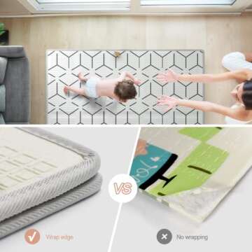ZEEBABA 47" Reversible Baby Play Mat - Safe and Fun