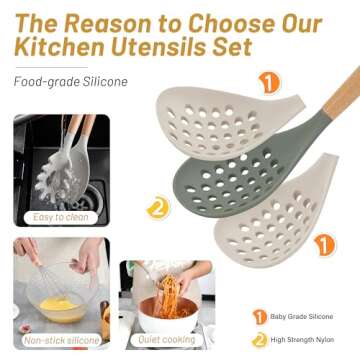 QMVEESS Silicone Kitchen Utensils Set 35 Pcs Non-Stick