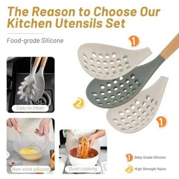 QMVEESS Silicone Kitchen Utensils Set 35 Pcs Non-Stick