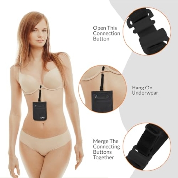 Secure Bra Wallet for Women Travelers with Adjustable Strap