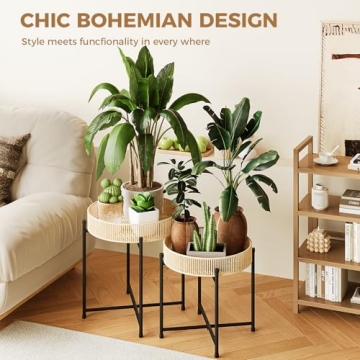 Bamworld Set of 2 Elegant Plant Stands for Home Use