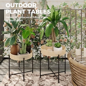 Bamworld Set of 2 Elegant Plant Stands for Home Use