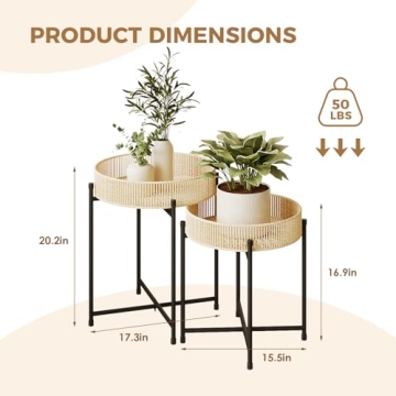 Bamworld Set of 2 Elegant Plant Stands for Home Use