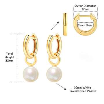 Chic PEARLADA Gold Huggie Hoop Earrings with Pearls