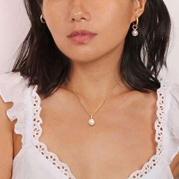 Chic PEARLADA Gold Huggie Hoop Earrings with Pearls