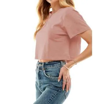 Aoang Women Short Sleeve Cropped T Shirt Crops Tees Shirts Summer Elegant Petite Nude L