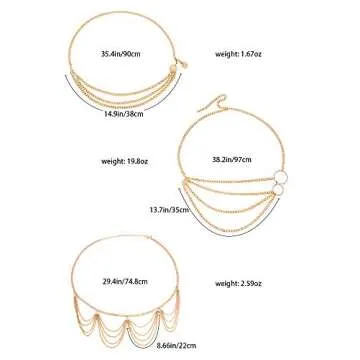 3-Piece Multi-Layer Body Waist Chains for Women