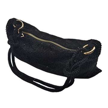 Rhinestone Purse for Women Sparkly Evening Bag Silver Clutch Purse Handbags Hobo Bag for Party Prom Wedding Black