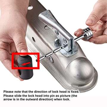 CZC AUTO Trailer Tongue Coupler Lock Adjustable Trailer Coupler Pin Lock, Dia 1/4 Inch, 3 Inch Effectice Length Fits 1 Inch to 3 Inch Latch-Type Coupler for Towing Boat Truck RV Car Trailer