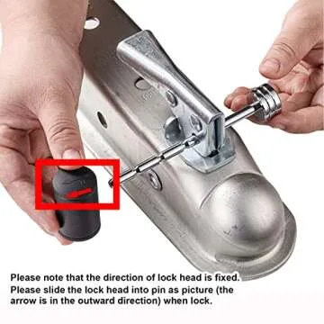 CZC AUTO Trailer Tongue Coupler Lock Adjustable Trailer Coupler Pin Lock, Dia 1/4 Inch, 3 Inch Effectice Length Fits 1 Inch to 3 Inch Latch-Type Coupler for Towing Boat Truck RV Car Trailer