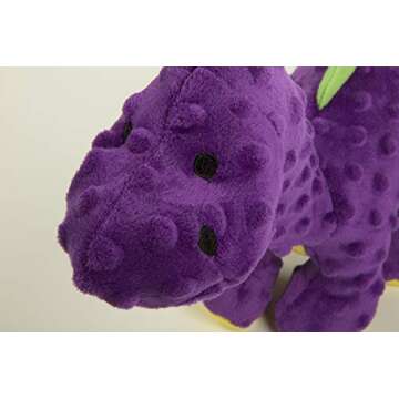 goDog Dinos Bruto - Durable Squeaky Dog Toy - Purple
