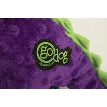 goDog Dinos Bruto - Durable Squeaky Dog Toy - Purple