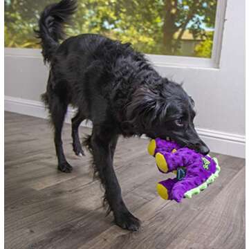 goDog Dinos Bruto - Durable Squeaky Dog Toy - Purple