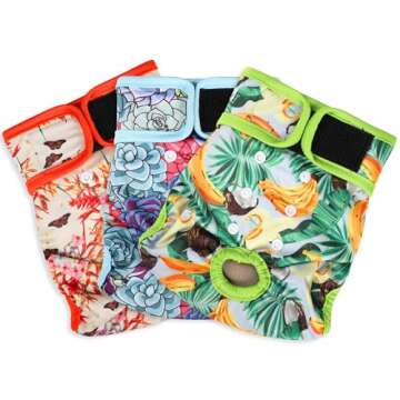 Grecle Washable Female Dog Diapers - Premium Reusable Diapers for Doggie in Heat - Highly Absorbent ...