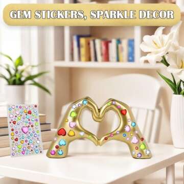 KIDHABE Gold Heart Hands Sculpture for Home Decor