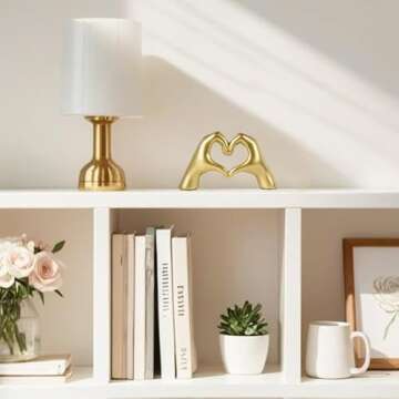 KIDHABE Gold Heart Hands Sculpture for Home Decor