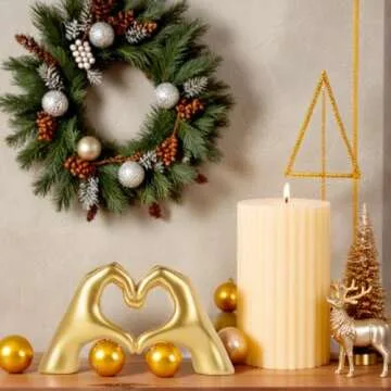 KIDHABE Gold Heart Hands Sculpture for Home Decor