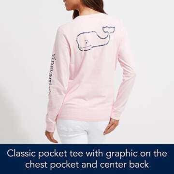 vineyard vines Women's Long-Sleeve Vintage Whale Pocket Tee