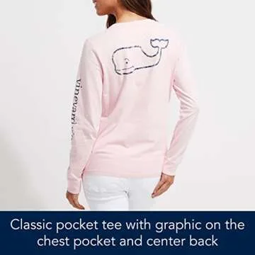 vineyard vines Women's Long-Sleeve Vintage Whale Pocket Tee