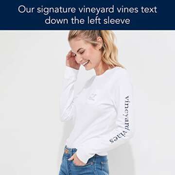 vineyard vines Women's Long-Sleeve Vintage Whale Pocket Tee