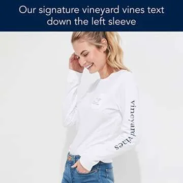 vineyard vines Women's Long-Sleeve Vintage Whale Pocket Tee