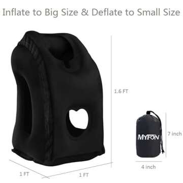 Inflatable Travel Pillow, Inflatable Neck Air Pillow for Sleeping, Support Head, Chin, Neck and Lumbar, Avoid Neck and Shoulder Pain, Comfortable for Airplane, Car, Bus, Train and Office Napping