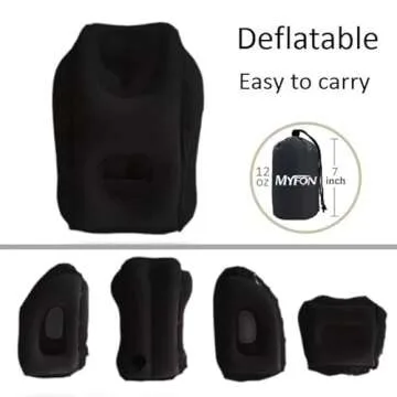 Inflatable Travel Pillow, Inflatable Neck Air Pillow for Sleeping, Support Head, Chin, Neck and Lumbar, Avoid Neck and Shoulder Pain, Comfortable for Airplane, Car, Bus, Train and Office Napping