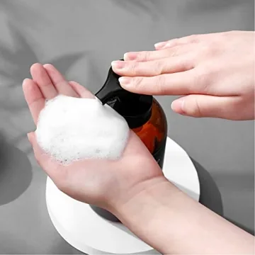 Elegant Amber Glass Foaming Soap Dispenser Set 2 Pack