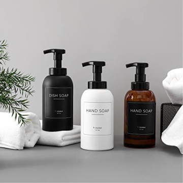 Elegant Amber Glass Foaming Soap Dispenser Set 2 Pack