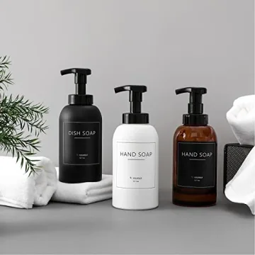 Elegant Amber Glass Foaming Soap Dispenser Set 2 Pack