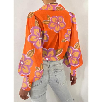 BTFBM Women Boho Blouse with Vibrant Floral Design