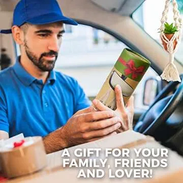 2 Pcs Set Hanging Succulent Pots with Essential Oil And Artificial Succulents - Perfect for Home, Office, or Auto Rear View Mirror Acessories For Men Women. Boho Hanging Decor Decoration, Oil Diffuser