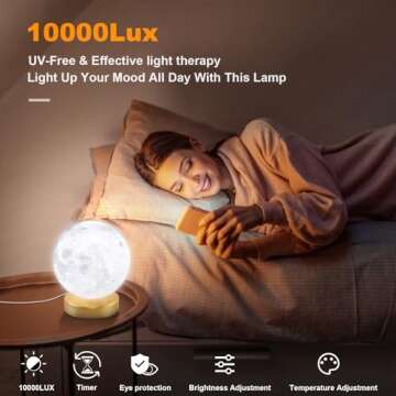 Doraubia Light Therapy Lamp,10000 Lux Sun Lamp with 3 Color Temperatures,Adjustable Brightness,Timer & Memory Function, Happy Daylight Lamp，Full Spectrum Light with Remote Control for Home, Office